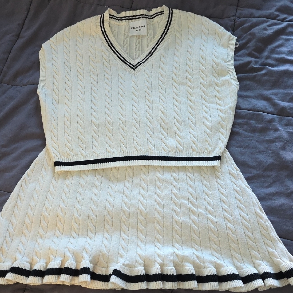 Willow & Wind Cream Mini Skirt & Vest Combo - Picture 2 of 4
